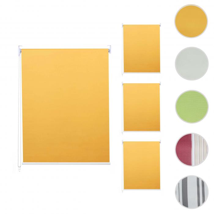 4er-Set Rollo HWC-D52, Fensterrollo Seitenzugrollo Jalousie, 120x230cm Sonnenschutz blickdicht ~ gelb