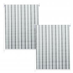 2er-Set Rollo HWC-D52, Fensterrollo Seitenzugrollo Jalousie, 100x160cm Sonnenschutz blickdicht ~ grau/weiß