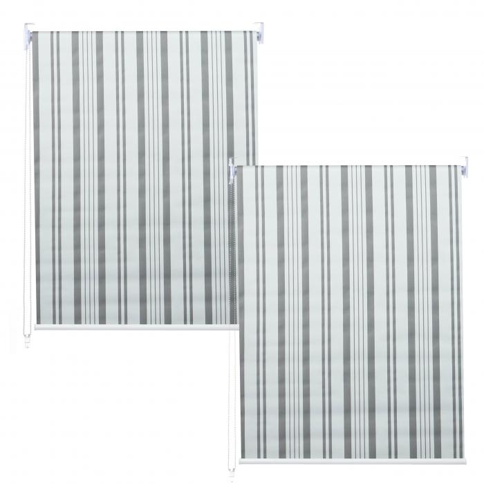 2er-Set Rollo HWC-D52, Fensterrollo Seitenzugrollo Jalousie, 120x230cm Sonnenschutz blickdicht ~ grau/wei