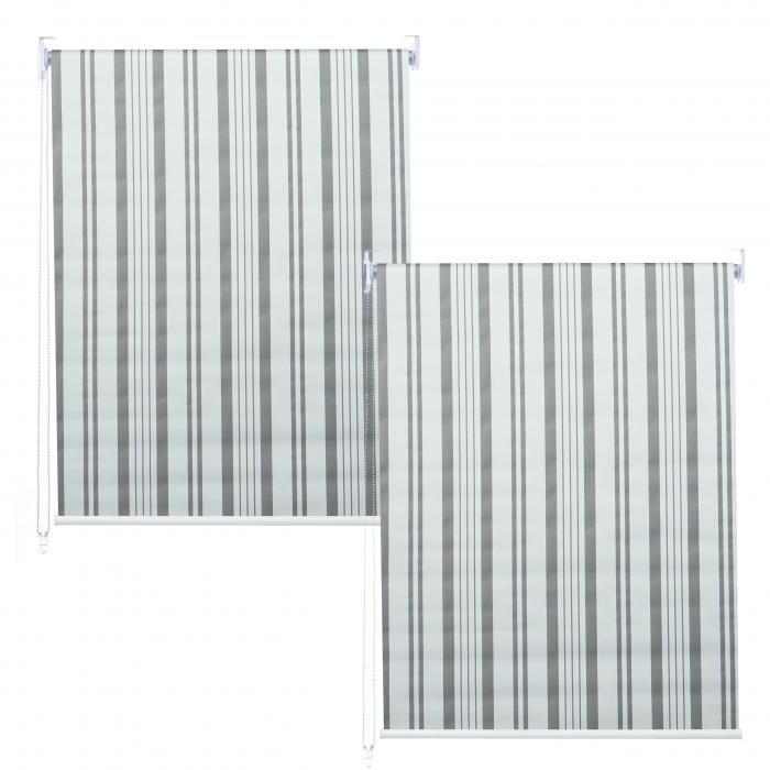 2er-Set Rollo HWC-D52, Fensterrollo Seitenzugrollo Jalousie, 100x160cm Sonnenschutz blickdicht ~ grau/wei