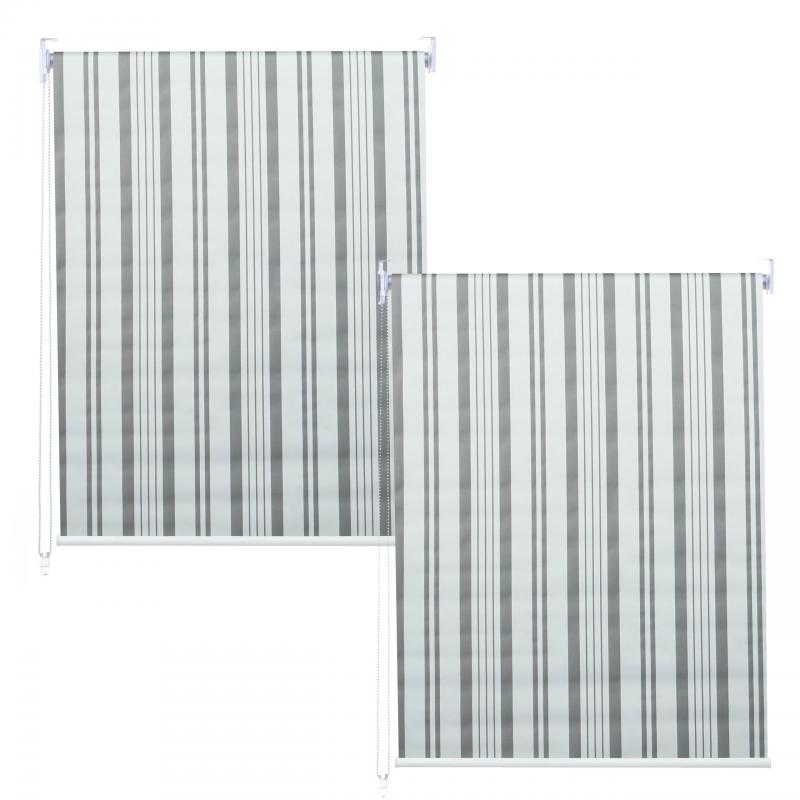 2er-Set Rollo HWC-D52, Fensterrollo Seitenzugrollo Jalousie, 120x230cm Sonnenschutz blickdicht ~ grau/wei