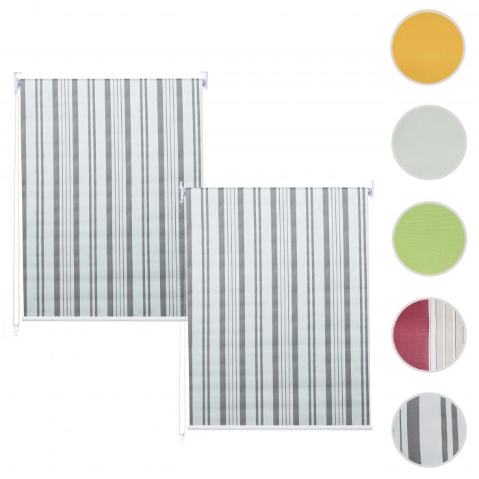 2er-Set Rollo HWC-D52, Fensterrollo Seitenzugrollo Jalousie, 120x230cm Sonnenschutz blickdicht ~ grau/wei