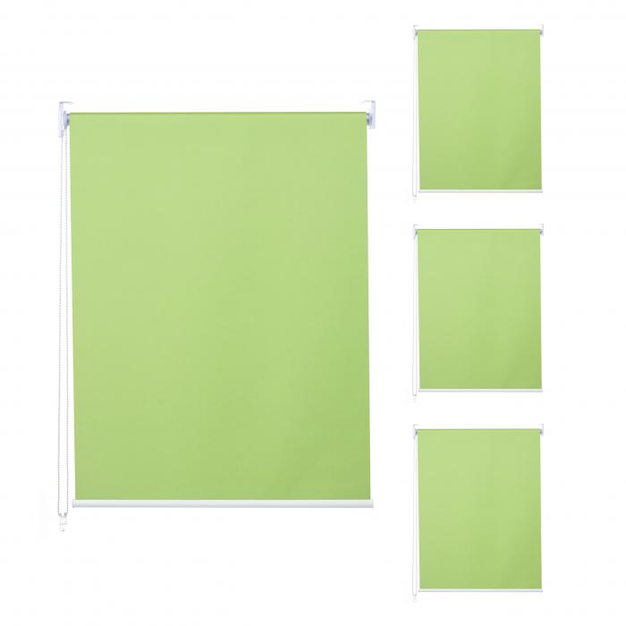 4er-Set Rollo HWC-D52, Fensterrollo Seitenzugrollo Jalousie, 100x160cm Sonnenschutz blickdicht ~ hellgrn