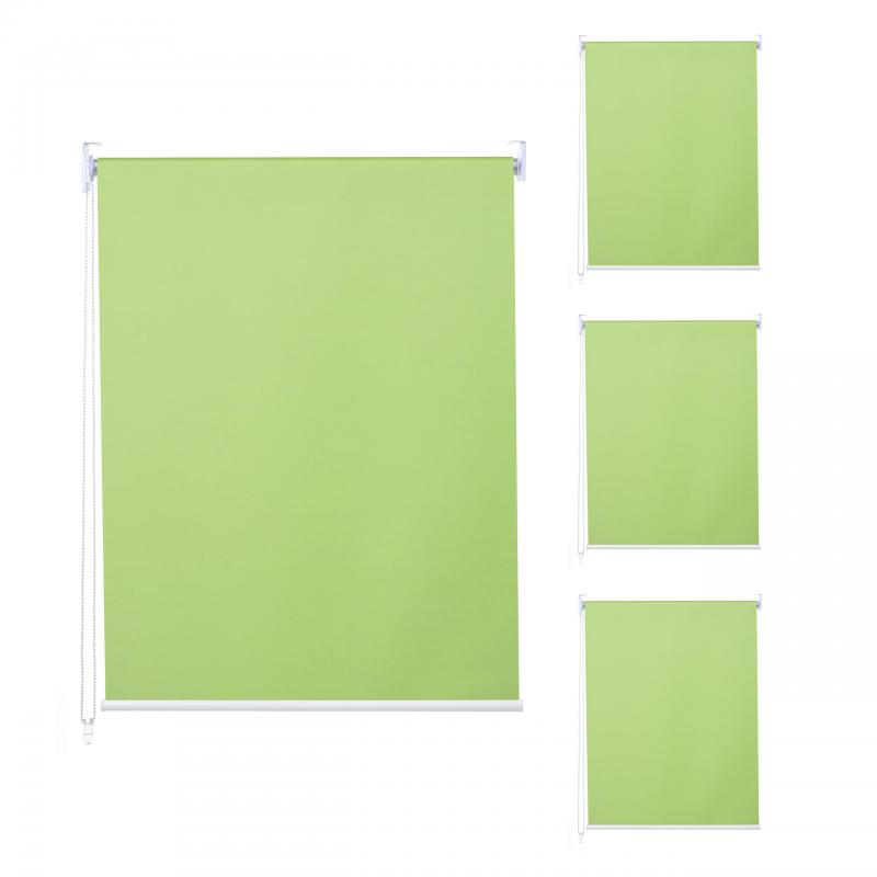 4er-Set Rollo HWC-D52, Fensterrollo Seitenzugrollo Jalousie, 100x160cm Sonnenschutz blickdicht ~ hellgrn