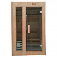 Mini-Sauna HWC-D58, Saunakabine Wärmekabine für 1 Person, Saunaofen 2,3kW, Sicherheitsglas, 190x120x100cm
