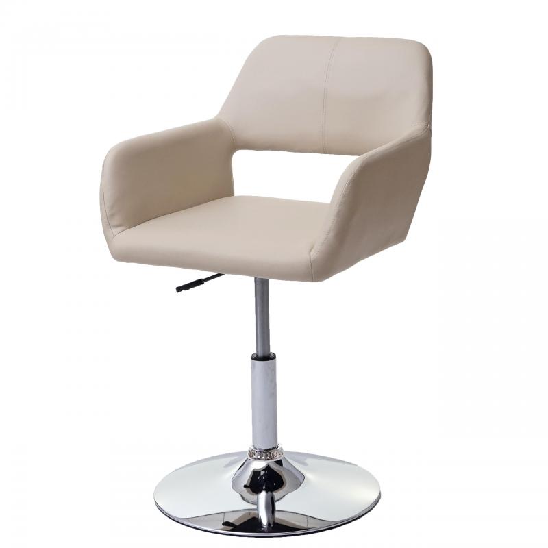 B-Ware (Sehr schmutzig SK2) | Esszimmerstuhl HWC-A50 III, Stuhl Kchenstuhl, 50er Jahre, Kunstleder ~ creme, Chromfu