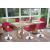 6er-Set Esszimmerstuhl HWC-A50 III, Stuhl Küchenstuhl, Retro 50er Jahre, Stoff/Textil ~ purpurrot, Chromfuß