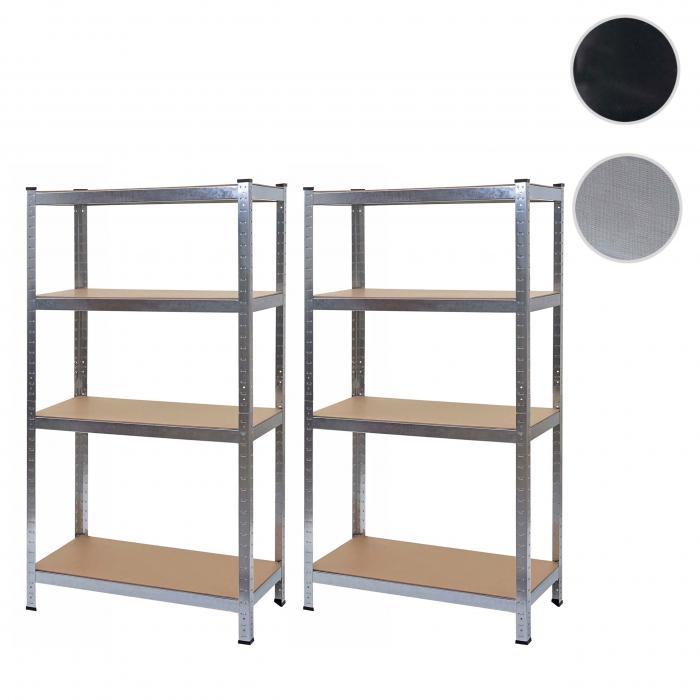 2er-Set Schwerlastregal HWC-D67, Werkstattregal Steckregal, 160x80x40cm, Traglast jeweils 320kg MVG ~ verzinkt