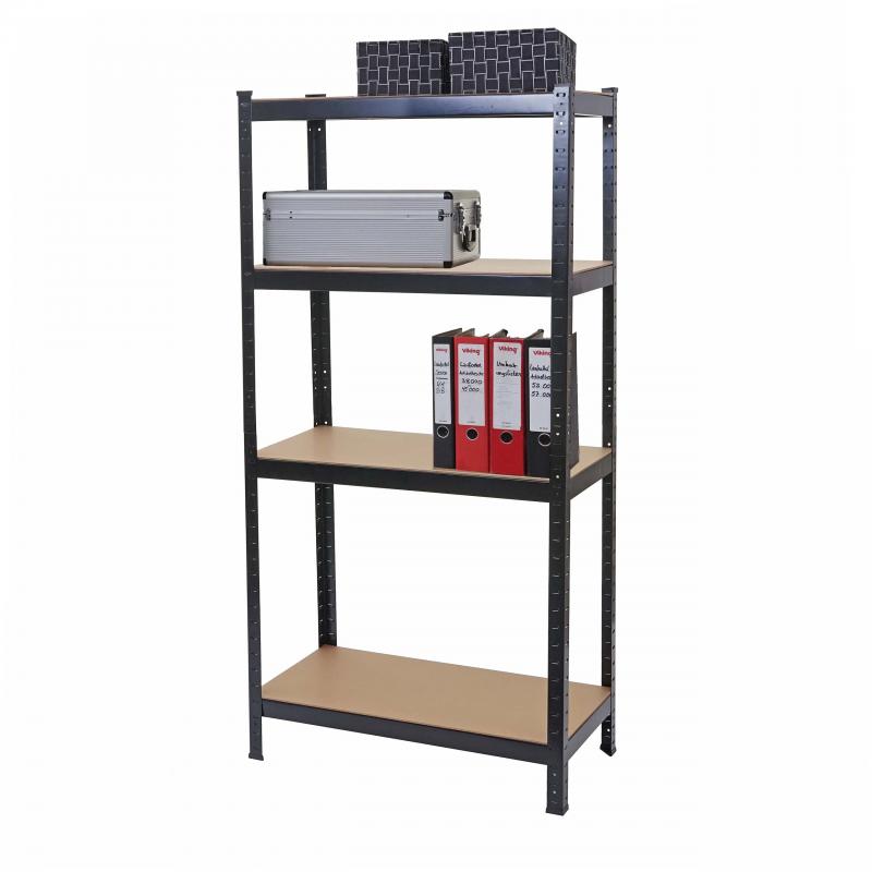 Schwerlastregal HWC-D67, Werkstattregal Steckregal, 160x80x40cm, Traglast bis 320kg MVG-zertifiziert ~ schwarz