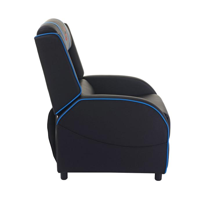 Fernsehsessel HWC-D68, HWC-Racer Relaxsessel TV-Sessel Gaming-Sessel, Kunstleder ~ schwarz/blau