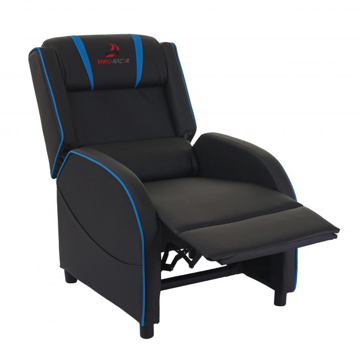 Fernsehsessel HWC-D68, HWC-Racer Relaxsessel TV-Sessel Gaming-Sessel, Kunstleder ~ schwarz/blau