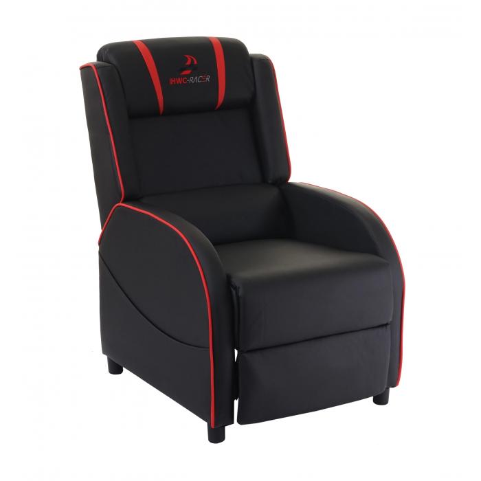 Fernsehsessel HWC-D68, HWC-Racer Relaxsessel TV-Sessel Gaming-Sessel, Kunstleder ~ schwarz/rot