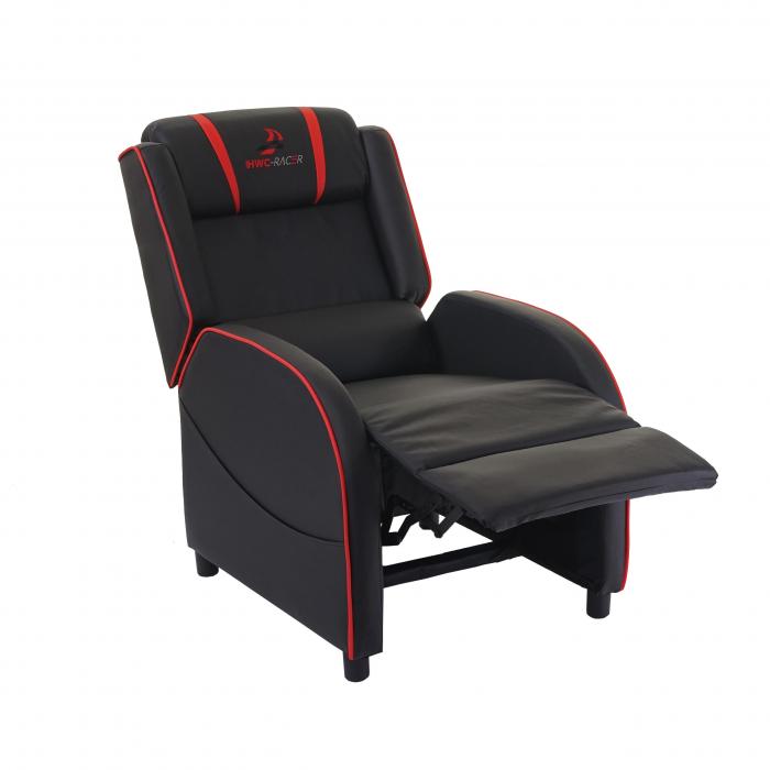 Fernsehsessel HWC-D68, HWC-Racer Relaxsessel TV-Sessel Gaming-Sessel, Kunstleder ~ schwarz/rot