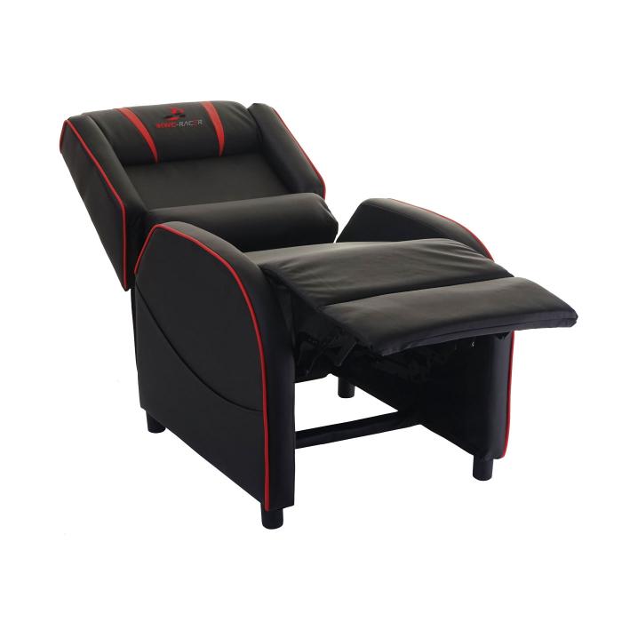 Fernsehsessel HWC-D68, HWC-Racer Relaxsessel TV-Sessel Gaming-Sessel, Kunstleder ~ schwarz/rot