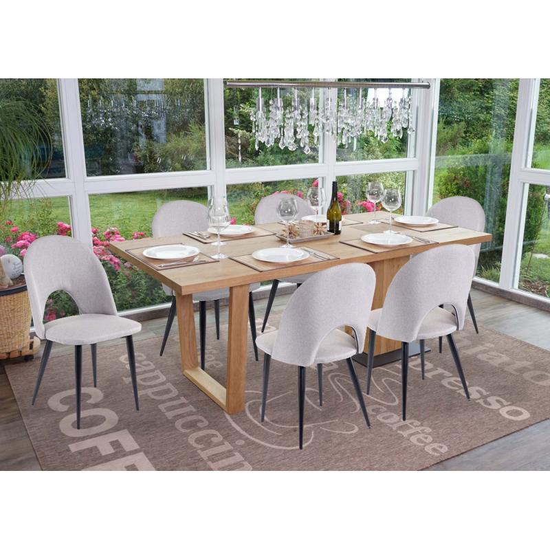 6er-Set Esszimmerstuhl HWC-D73, Stuhl Kchenstuhl, Stoff/Textil ~ grau