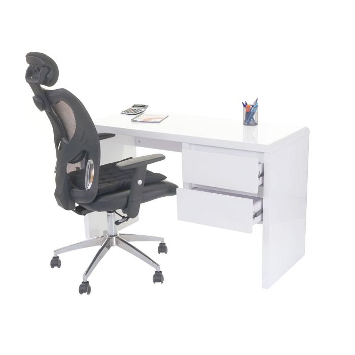 B-Ware Schreibtisch HWC-D74, Computertisch Brotisch, hochglanz wei 75x120x50cm MVG-zertifiziert