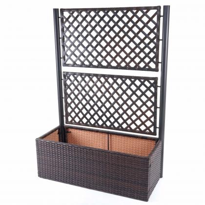 Poly-Rattan Rankgitter HWC-D76, Pflanzkasten Rankhilfe, 142x100x43cm ~ braun