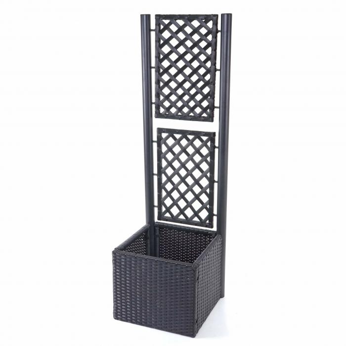 Poly-Rattan Rankgitter HWC-D76, Pflanzkasten Rankhilfe, 142x43x43cm ~ anthrazit