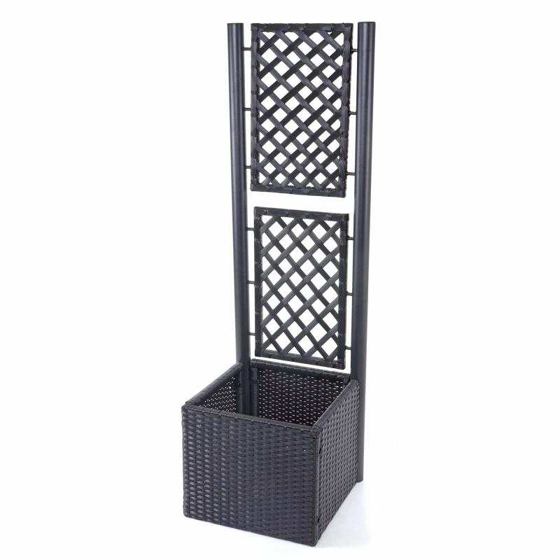 Poly-Rattan Rankgitter HWC-D76, Pflanzkasten Rankhilfe, 142x43x43cm ~ anthrazit