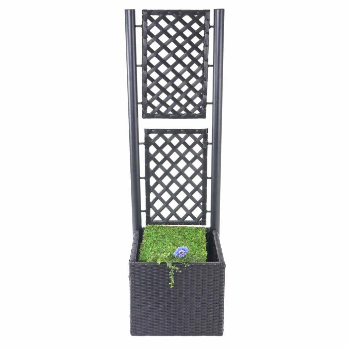 Poly-Rattan Rankgitter HWC-D76, Pflanzkasten Rankhilfe, 142x43x43cm ~ anthrazit