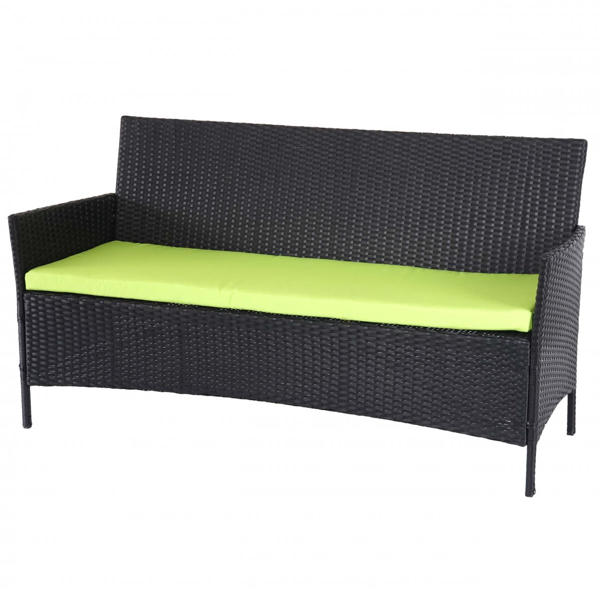 3-Sitzer Poly-Rattan Gartenbank Halden, Sitzbank ~ anthrazit, Kissen grn