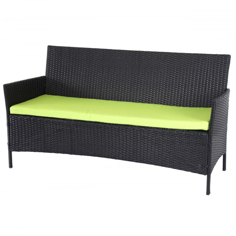 3-Sitzer Poly-Rattan Gartenbank Halden, Sitzbank ~ anthrazit, Kissen grn