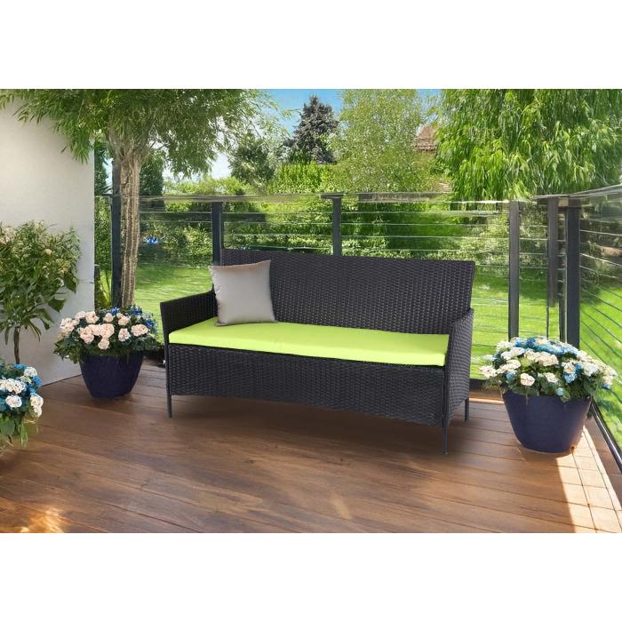 3-Sitzer Poly-Rattan Gartenbank Halden, Sitzbank ~ anthrazit, Kissen grn