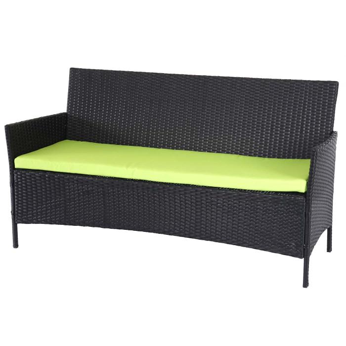 3-Sitzer Poly-Rattan Gartenbank Halden, Sitzbank ~ anthrazit, Kissen grn