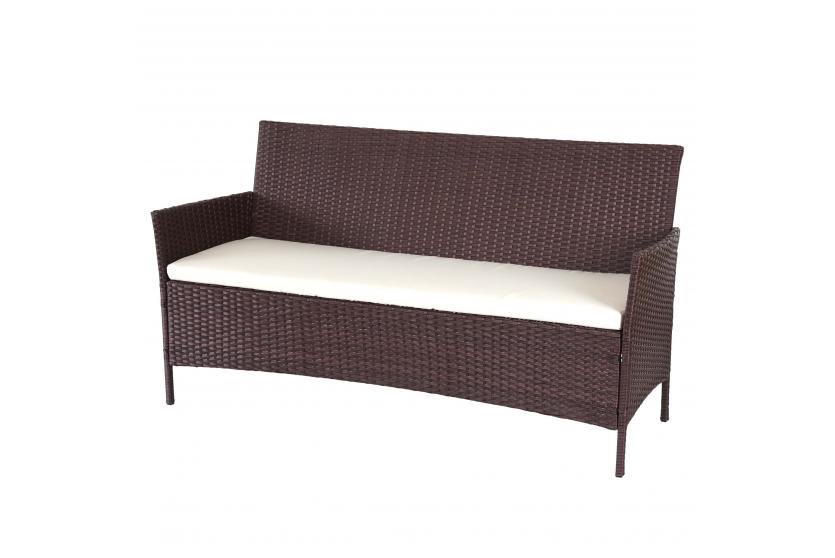 3Sitzer PolyRattan Gartenbank Halden, Sitzbank braunmeliert