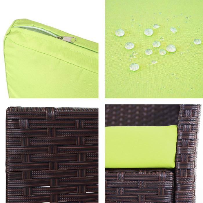 B-Ware (Gestell verzogen/Rattanschaden SK3) | 3-Sitzer Poly-Rattan Gartenbank Halden, Bank ~ braun-meliert, Kissen grn