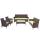 3-2-1-1 Poly-Rattan Garten-Garnitur Halden, Lounge-Set Sitzgruppe Sofa ~ braun-meliert, Kissen grn