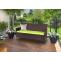 B-Ware (Gestell verzogen/Rattanschaden SK3) | 3-Sitzer Poly-Rattan Gartenbank Halden, Bank ~ braun-meliert, Kissen grn