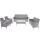 3-2-1-1 Poly-Rattan Garten-Garnitur Halden, Lounge-Set Sitzgruppe Sofa ~ grau, Kissen anthrazit