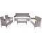 3-2-1-1 Poly-Rattan Garten-Garnitur Halden, Lounge-Set Sitzgruppe Sofa ~ grau, Kissen creme