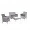 2-1-1 Poly-Rattan Garten-Garnitur Halden, Sitzgruppe Lounge-Set Sofa ~ grau, Kissen anthrazit