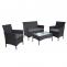 2-1-1 Poly-Rattan Garten-Garnitur Halden, Sitzgruppe Lounge-Set Sofa ~ anthrazit, Kissen anthrazit