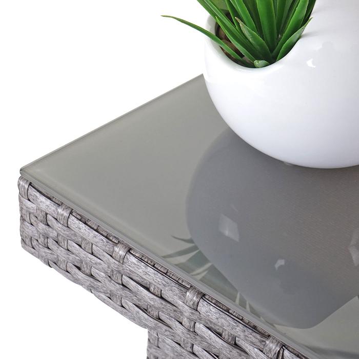 Poly-Rattan Gartentisch Cava, Esstisch Tisch mit Glasplatte, 160x90x74cm ~ grau