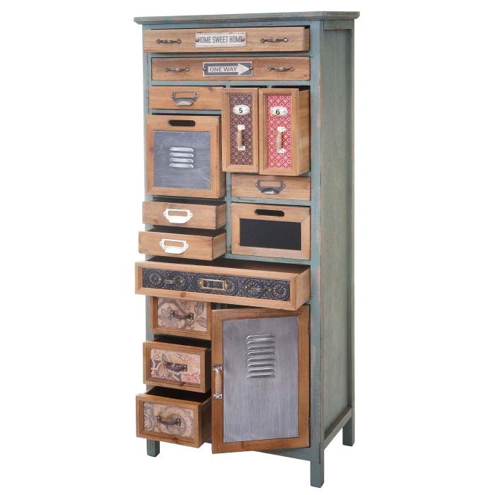 Apotheker-Schrank HWC-A43, Kommode, Tanne Holz massiv Vintage Shabby-Look 138x57x32cm