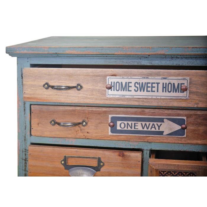 Defekte Ware (Tackernadeln stehen raus SK4) | Apotheker-Schrank HWC-A43, Holz massiv Vintage Shabby-Look 138x57x32cm