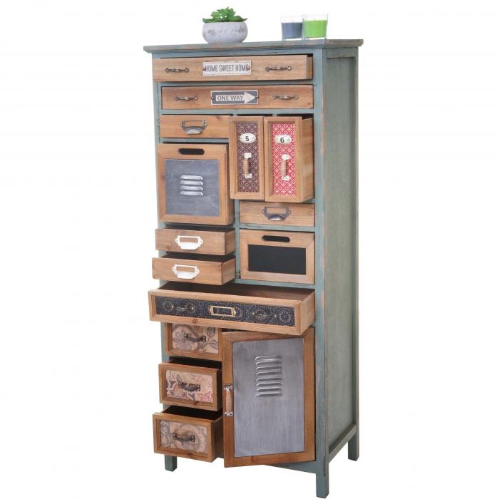 Defekte Ware (Holz beschdigt SK4) | Apotheker-Schrank HWC-A43, Tanne Holz massiv Vintage Shabby-Look 138x57x32cm