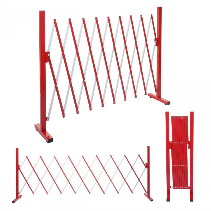 Absperrgitter HWC-B34, Scherengitter Zaun Schutzgitter ausziehbar, Alu rot-wei ~ Hhe 103cm, Breite 32-265cm