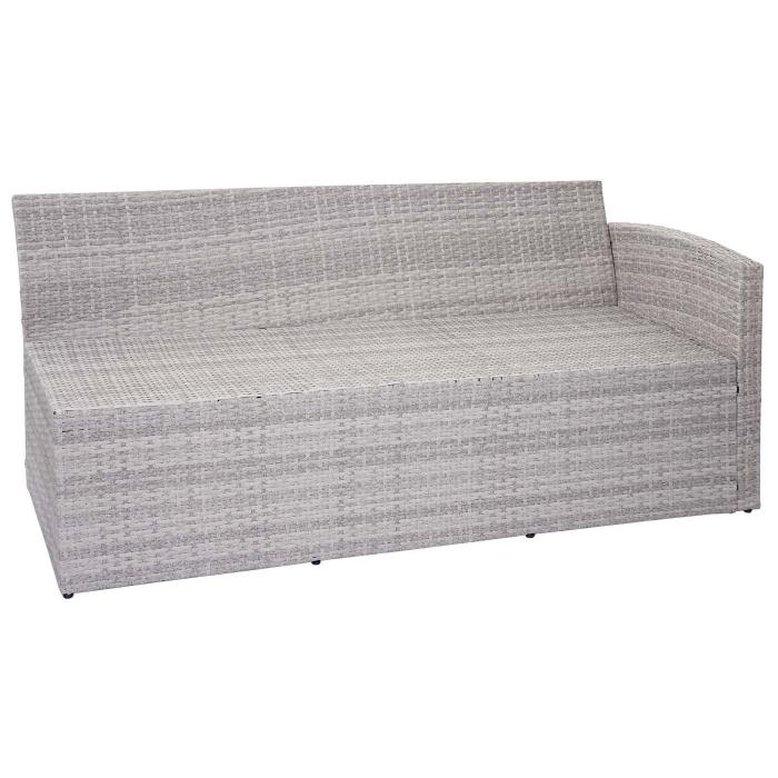 Retourenware | Poly-Rattan-Garnitur HWC-A29, Gartengarnitur Sitzgruppe Lounge-Esstisch-Set Sofa ~ hellgrau, Kissen creme