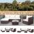 Poly-Rattan-Garnitur Brescia, Gartengarnitur Sitzgruppe Sofa Lounge-Set ~ braun, Kissen creme