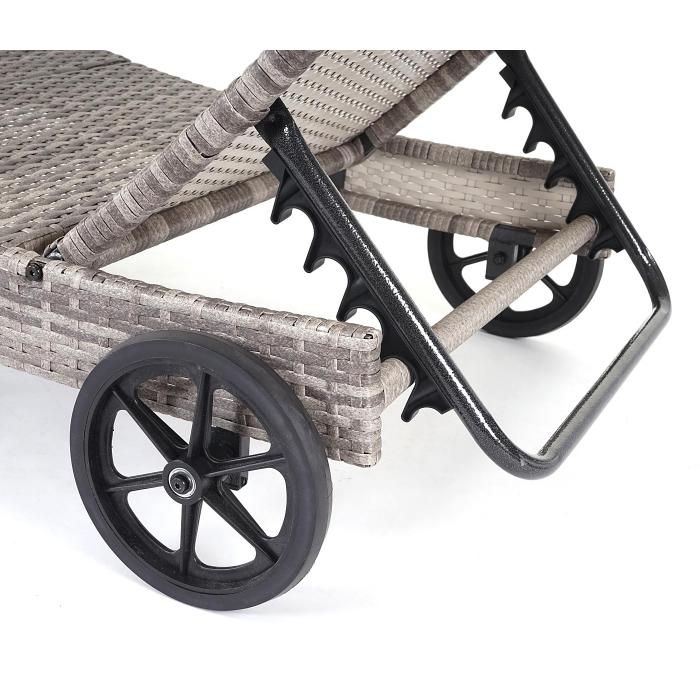 B-Ware (Kratzer SK2) | Sonnenliege HWC-D80, Gartenliege Relaxliege Liege, Poly-Rattan ~ grau, Kissen beige