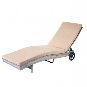 Sonnenliege HWC-D80, Gartenliege Relaxliege Liege, Poly-Rattan ~ grau, Kissen beige