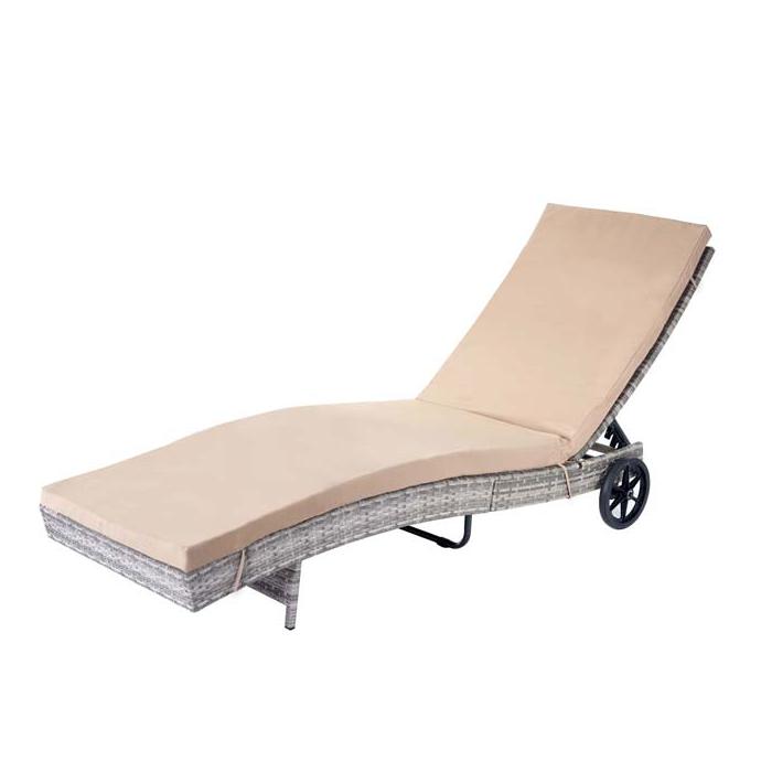 Sonnenliege HWC-D80, Gartenliege Relaxliege Liege, Poly-Rattan ~ grau, Kissen beige