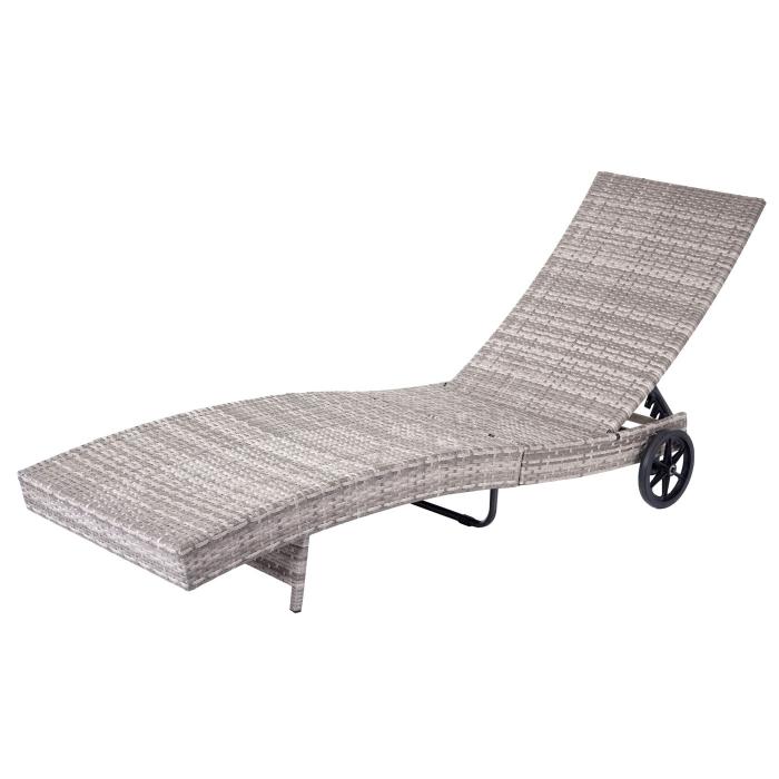 B-Ware (Kratzer SK2) | Sonnenliege HWC-D80, Gartenliege Relaxliege Liege, Poly-Rattan ~ grau, Kissen beige