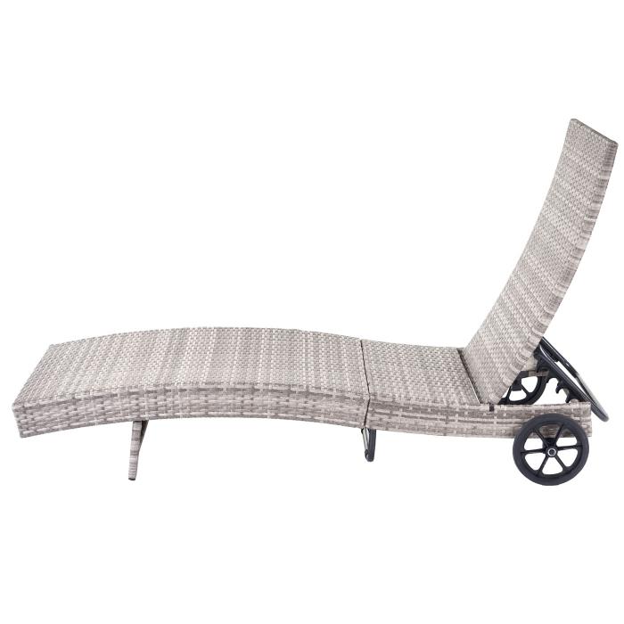 B-Ware (Kratzer SK2) | Sonnenliege HWC-D80, Gartenliege Relaxliege Liege, Poly-Rattan ~ grau, Kissen beige