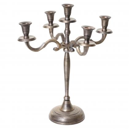 Kerzenleuchter HWC-D81, Kerzenstnder Leuchter Kerzenhalter, 5-armig aus Aluminium 41cm massiv 1kg ~ Farbe: Antik Gold