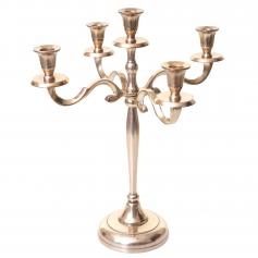 Kerzenleuchter HWC-D81, Kerzenständer Leuchter Kerzenhalter, 5-armig aus Aluminium 41cm massiv 1kg ~ Farbe: Gold